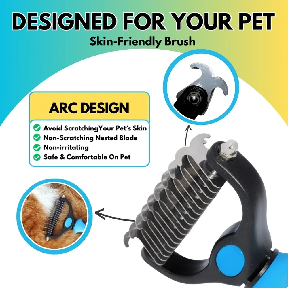 Pet Grooming Brush, shedding Brush, Brush for Short/Medium/Long Haired Cats/Dogs